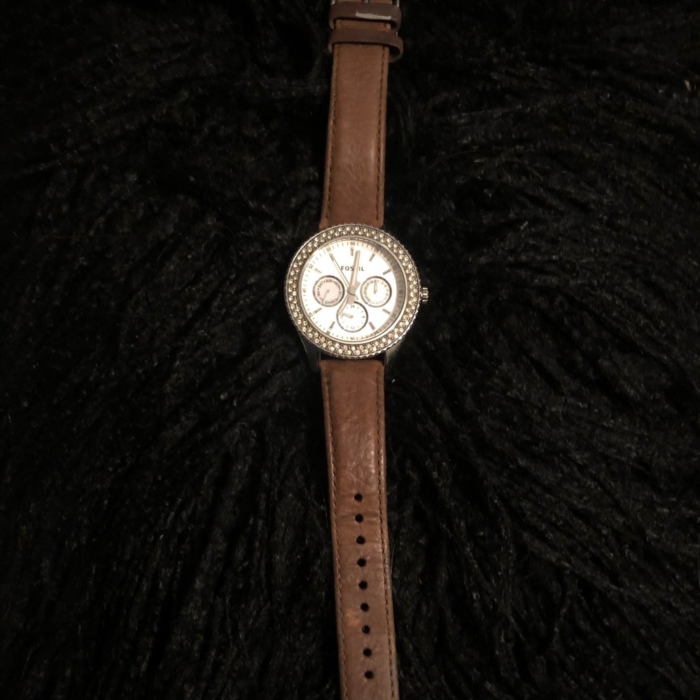 FOSSIL watch, brown leather. - Picture 2 of 3